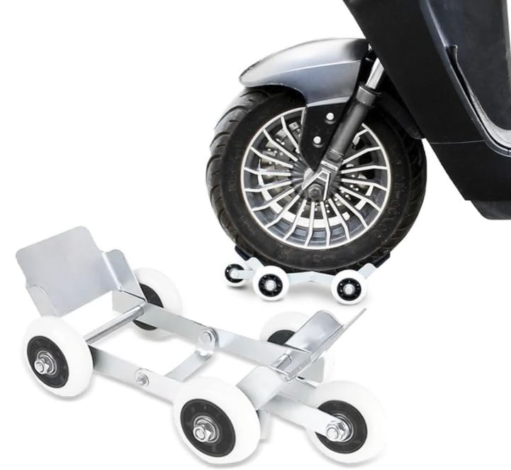 Metal Motorcycle Emergency Flat Tire Power Mover, Heavy Duty Wheel Support with 500kg Load Capacity, Sturdy 5-Wheel Roller Base for Easy Movement