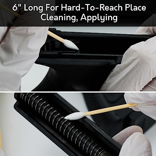 Gun Cleaning Patches and Swabs in Storage Box - 300pcs Lint Free Gun Patches 2\"x2\" for .38-.45 Cal/ 9 mm - 200pcs 6\" Cotton Gun Cleaning Swabs - Gun Cleaning Supplies for Rifle Pistol Cleaning Kit - Thumbnail 7