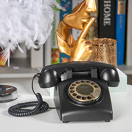 Teléfono Retro de Disco Clásico Negro miniatura 5