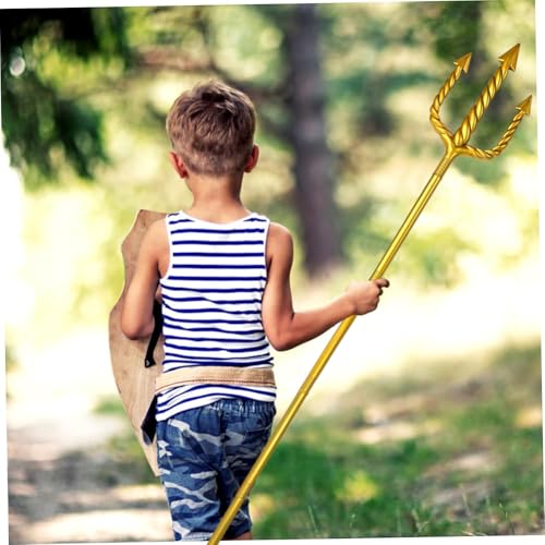 NIEEKRUN Gold Dreizack, 152CM Neptun Dreizack König King Goldener Dreizack Kostümzubehör, Abnehmbare Erwachsene Kostüm Zubehör, Zubehör für Kinder Karneval Mottoparty Cosplay