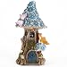 Bits and Pieces - Solar Butterfly and Blue Daisies Fairy House - Unique Lawn and Garden Décor