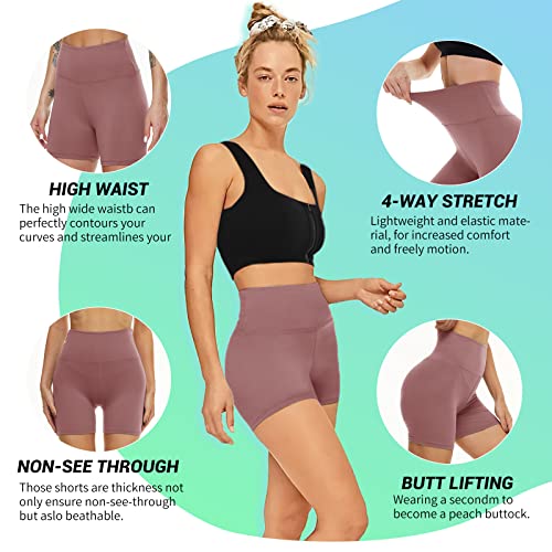 Nexiepoch 4 Pack Biker Shorts Women - 5" High Waist Soft Womens Shorts Spandex Workout Shorts For Summer Running Athletic #TOP1