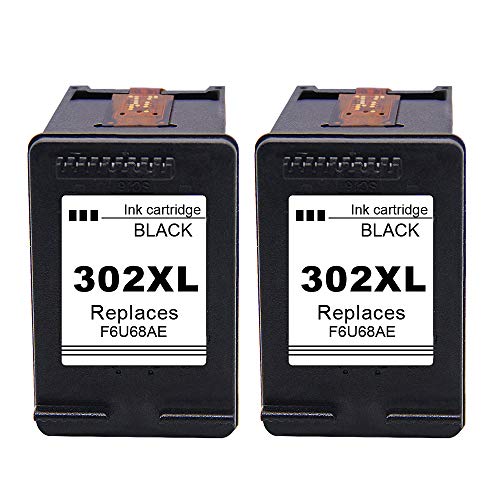 Ksera Remanufacturado Cartuchos de Tinta HP 302 302XL 2 Paquetes de Negro (F6U68AE) Reemplazos Alto Rendimiento Cartuchos de Tinta Compatible con HP Envy4520/4521/4522/4523/4524/4525/4527/4528