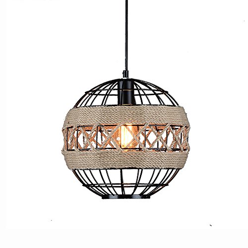 Chandelier vintage en corde naturelle et métal robuste style industriel Loft