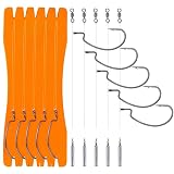 THKFISH Drop Shot Ready Rigs for Pike Fishing Rigs Wacky Rig Kit 5PCS(Offset Hook 3/0#,Sinker 1/4oz)