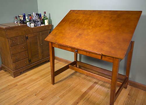 Alvin Van42 Vanguard Drawing Room Table, Table Top 28" X 42", Table Height 30", Tabletop Adjusts From Horizontal 0 To 45 Degrees, Drawer Inside Dimensions 21" X 11½" X 1 3/8", 2 Movable Dividers #TOP2