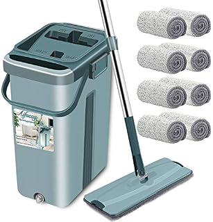 Floor Mop with Bucket - Aifacay Upgrade Hands-Free Squeeze Microfiber Flat Mop System