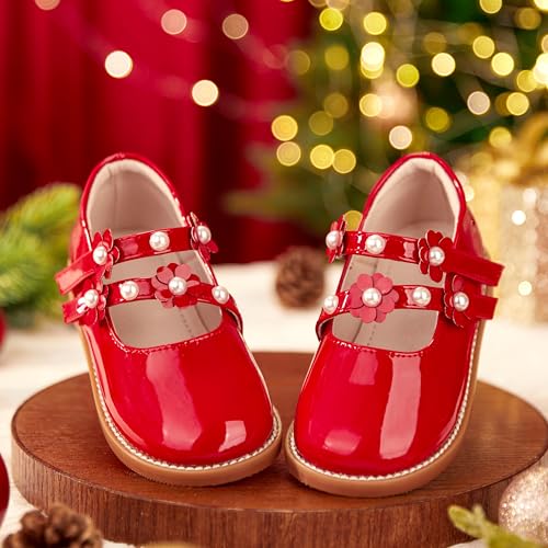 Image of Kiderence Toddler Girl Mary Jane School Uniform Dress Shoes Oxford Flats | Wide Toe Box Great Comfort for Student Shoe and Flower Girl Shoe for Wedding, Parties, Church