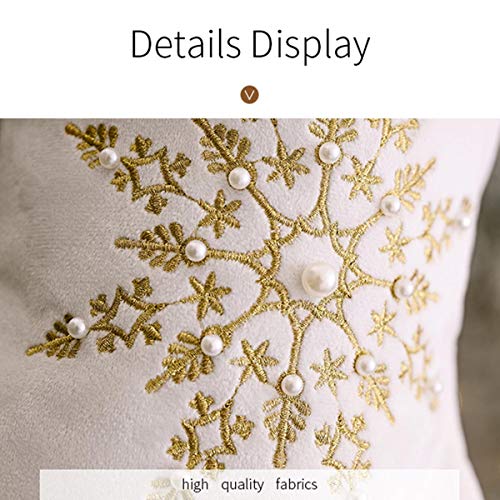 Ingtall 2 Pack White Christmas Stockings, 20 Inch Gold And Silver Embroidery Snowflake Stockings With Faux Fur Cuff For Fireplace Hanging Tree Ornaments Christmas Decoration #TOP2