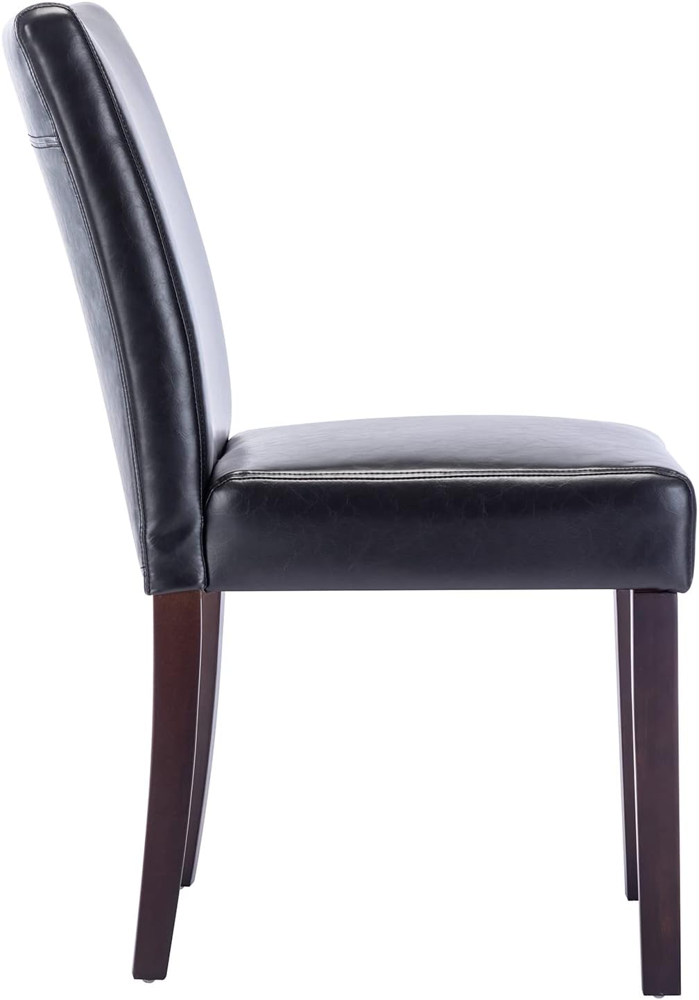 Watson & Whitely Upholstered Dining Chairs Set of 4, Faux Leather Armless Dining Room Chairs with Solid Wood Legs & Back Side Chair for Kitchen, Living Room, Restaurant, Black