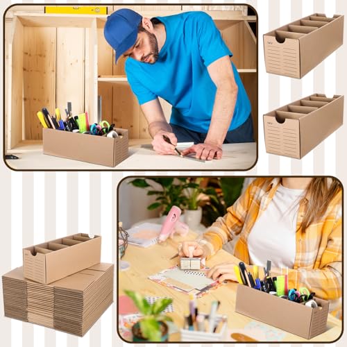 Image of Teenyyou 30 Sets Cardboard Parts Bins Boxes Kraft Cardboard Storage Bins with Dividers for Parts Shelves Stem Project Online Store Inventory Organized(Brown,12 x 4 x 4 Inches)