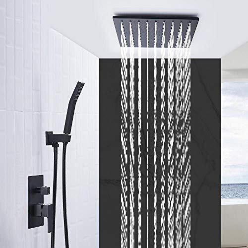 Mitigeur de douche effet pluie noir pour plafond de salle de bain - 2