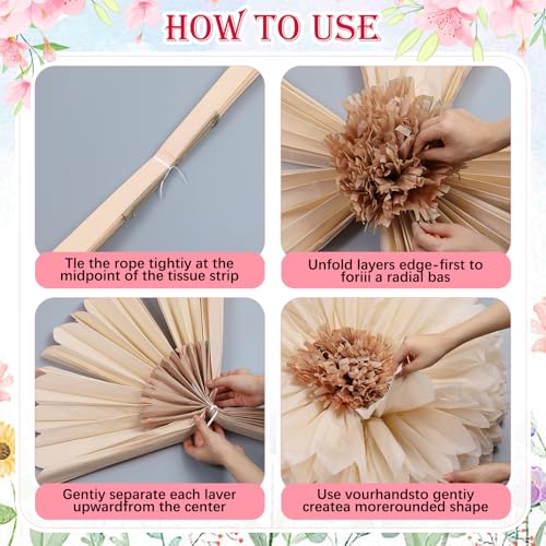 Image of Chunful 5 Pcs 30'' 24'' Giant Fairy Tissue Paper Flowers Decor Crepe Large Colorful Hanging Tissue Paper Pom Poms Decor for Fairy Garden Birthday Bachelorette Wedding Baby Shower Bridal Shower Party