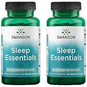 Swanson Sleep Essentials Includes GABA and Melatonin – 60 Veg Capsules (2 Pack)