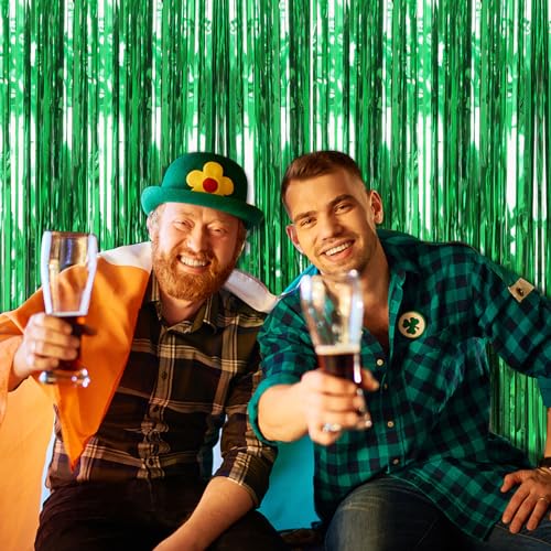 image for K.E.J. 20 Pack Foil Curtain Backdrop Green Metallic Tinsel Foil Fringe