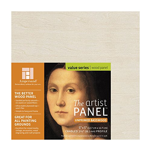 Ampersand Artist Panel Unprimed Basswood, 1.5 Inch Depth, 5X5 Inch (UPWP150505)