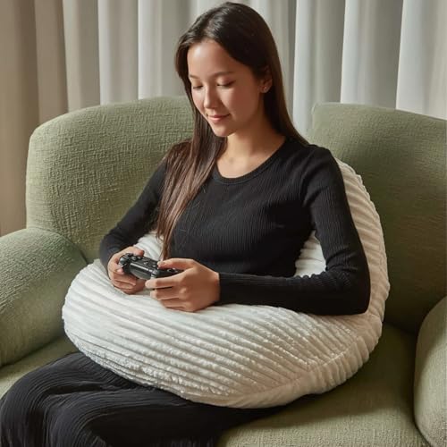 MIJIMO Gaming Crochet Pillow for Lap Support Lap Desk Pillow Setting in Bed or Sofa U-Shaped Arm Pillows for Adults Reading Pillow for Gaming Working Writing in Bed Couch Floor