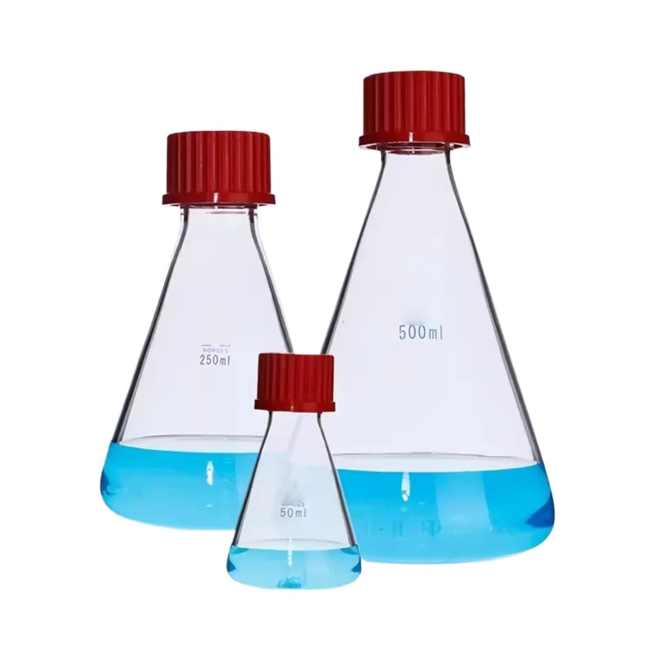 CQAHDSEVF Borosilicate Glass Bottles, Laboratory Glass Conical Flask Screw-Top Reagent Bottle Transparent Silk-Top 50-500ml(500ml)