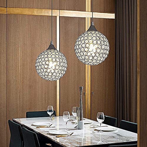 Goeco Lustre boule en cristal E27, Lampe de suspension moderne, Lampe suspendue pour Salon Chambre Couloir, Dia 18cm, 1 pcs(Pas d'ampoule)