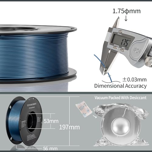 Image of TINMORRY Metallic PETG Filament 1.75mm, Rapid PETG 3D Printer Filament, PETG with a Rapid Flow Rate, Compatible with Bambu Lab FDM 3D Printer, 1KG 1 Spool, Metallic Blue