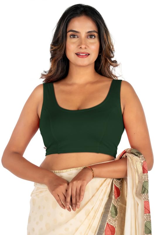 Image of Abhi Cotton Readymade Saree Blouse for Women- Sleeveless, U-Neck, Regular-fit, Stretchable, Pull-on Style