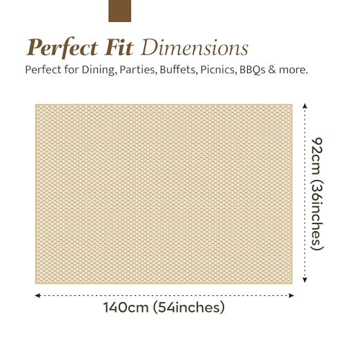 Image of Kuber Industries 36x54 Inch Vinyl 4 Seater Table Cover Cloth | Multipurpose Rectangle Dining Table Cover /Cloth for Party and Events | Lining - Golden
