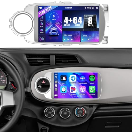 8�R�A�J�[���W�I Toyota Yaris 2012 2013 2014 2015 2016 2017�p 9�C���` HD IPS �^�b�`�X�N���[�� Yaris Bluetooth���W�I CarPlay/Android Auto���� Bluetooth 5.