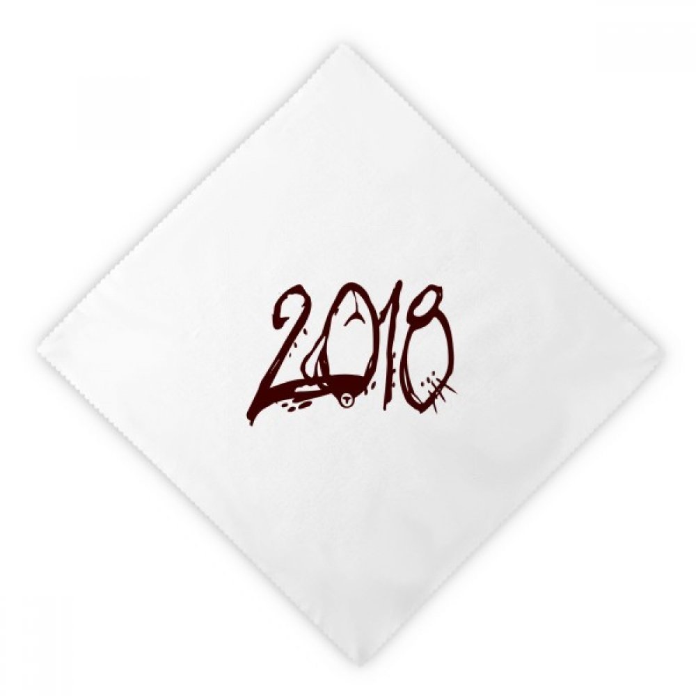 Servilletas de tela blancas para la cena de Año Nuevo con diseño de fuente roja