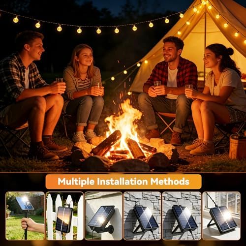 YUNJAYI 36FT 60LED Crystal Globe Solar String Lights Outdoor - Warm White — view 3
