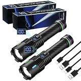 AUAUY 2Pz Torcia LED Potente Professionale, 3000 LM Torcia Ricaricabile USB