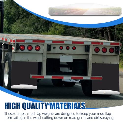 Image of MorningRo 2 Pcs 4 inch x 24 inch Silver Mud Flap Weights for Semi Trucks Mirror Finish Stainless Steel with 3 Welded Studs
