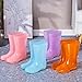 Ozefiad Transparent Fashion Women's Mid-calf Rain Boots, Waterproof Garden Shoes, Non-slip Sole, with Removable Plush Lining, Suitable for All Seasons.