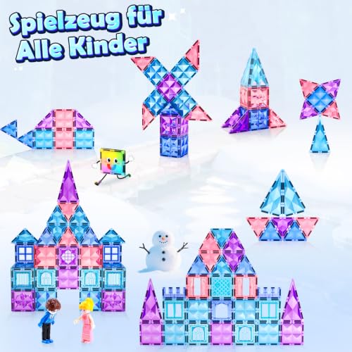 Magnetische Bausteine 58-teilig Set für Kinder ab 3–8 Jahren Magnetbausteine & Konstruktionsspielzeug STEM Lernspielzeug Montessori… – Ansicht 4