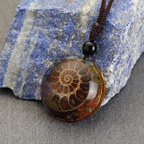 Top Plaza Bundle – 2 Items: 7 Chakra Healing Crystals Bracelet Stone Beads Bracelets & Resin Ammonite Fossil Spiral Necklace #TOP3