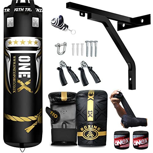 ONEX 4-5 FT Heavy Filled Boxing Punch Bag Boxing Training Punching Gloves for Training Fitness Bag MMA 14Pcs Set (4ft)