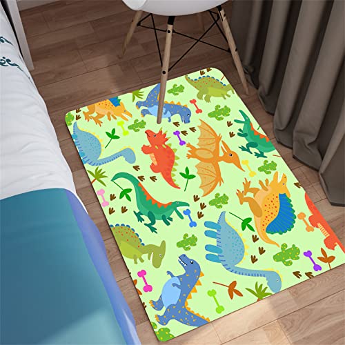 Lovely Green Dinosaurs Area Rugs Lovely Dinosaur Rugs for Boys Kids Green Cute Animal Patterns Carpets Dinosaur Rugs for Boys Bedroom Living Dinning Room Bedroom Kitchen Playing Room, 2'5''×4'