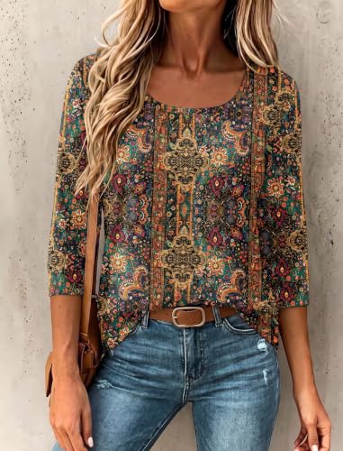 Ekouaer 3/4 Sleeve Womens Tops Scoop Neck T Shirts 2026 Casual Basic Tees - Image 6