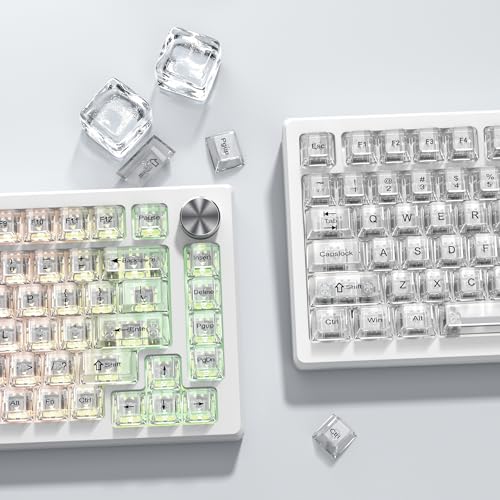 Image of dagaladoo White Clear Keyboard keycaps,Transparent Key caps 60 75 100 Percent,Crystal Jelly Keycap Set,Shine Through Key caps.,Cherry Profile Keyboard caps for Mx Switches Mechanical Keyboard