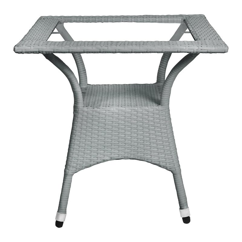 Image of Amazon Brand - Solimo Rattan and Wicker Garden Patio Seating Chair and Table Set Outdoor Balcony Garden Coffee Table Set Furniture with 1 Square Glass Top Table and 2 Chairs Set for Home (Grey)