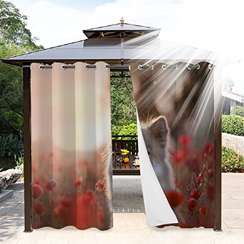 Rideau extérieur imperméable décoration jardin occultant rose œillet - 3