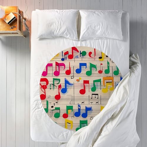 Couverture ronde douce notes de musique multicolores pour chaise - 7