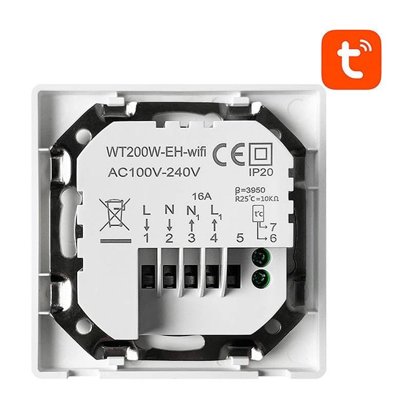 TUYA WT200-16A-W Smart Thermostat AVATTO Electric Heating 16A WiFi, Black - Image 2