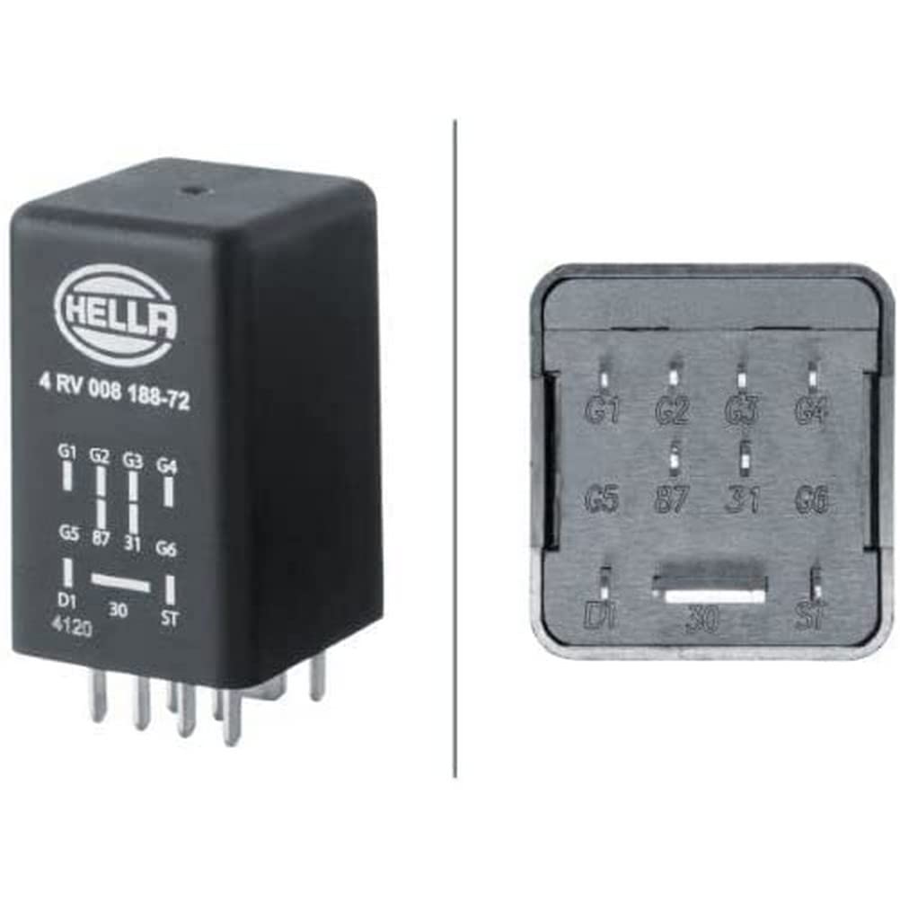 Relais De Préchauffage HELLA 4RV 008 188-461 - 12V, 9 Pôles, Pour 4 Cylindres, Compatible VW Golf V - 11