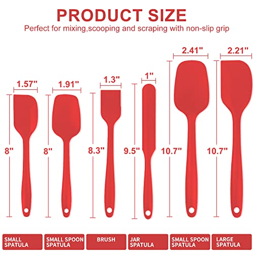 Axlksia Food Grade Silicone Rubber Spatula Set For Baking, Cooking, And Mixing High Heat Resistant Non Stick Small Rubber Spatula Set Dishwasher Safe Bpa-Free Multicolor Set Of 6,Red #TOP6