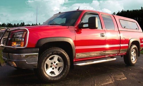 Moldura lateral cromada do painel de soleira MaxMate em aço inoxidável para Chevy Silverado 1999–2006 Cabine Estendida 4 portas – Kit com 12 peças