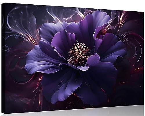 TutuBeer 1 Panel Purple Picture Wall Art Purple Canvas Wall Art Flower Pictures Abstract Flower Print on Canvas Flowers Art for Bedroom Home Decor Living Room Stretched and Framed 24x36 inch