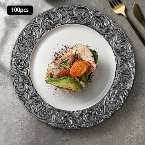 100 platos redondos reutilizables negros 13 pulgadas miniatura 2