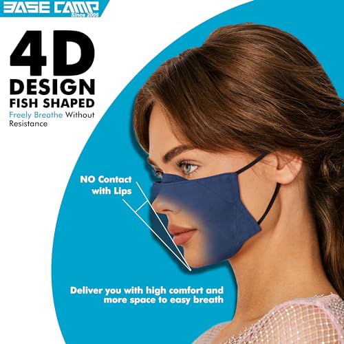 BASE CAMP Reusable Cloth Face Masks 100% Cotton Washable Adjustable Breathable Fabric Mask with Filter Pocket (1Black+1Blue) by BASE CAMP - Image 3
