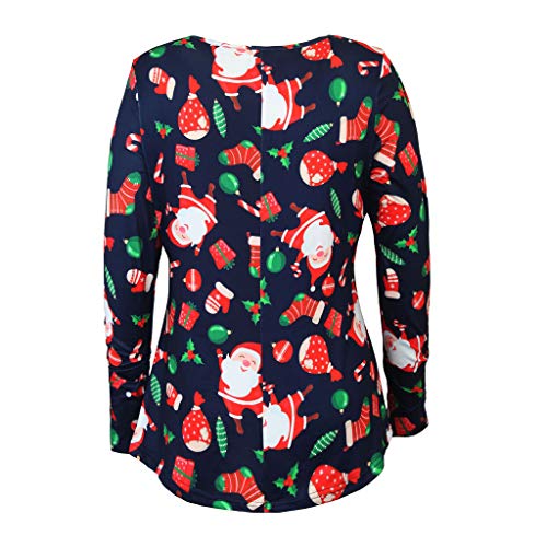 Blusa feminina de manga comprida com gola em V para festa de Natal e camisa casual elástica