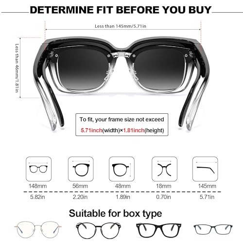 Trysee Polarized Fit Over Sunglasses with Rhinestone for Women UV400 Protection Sun Glasses TS75113